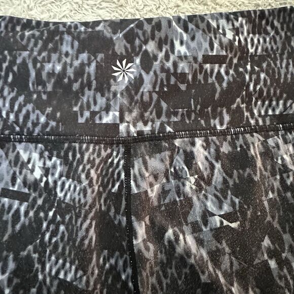 Athleta Womens L Leggings Black Gray Snake Print High Rise Stretch Athleisure - Picture 10 of 12